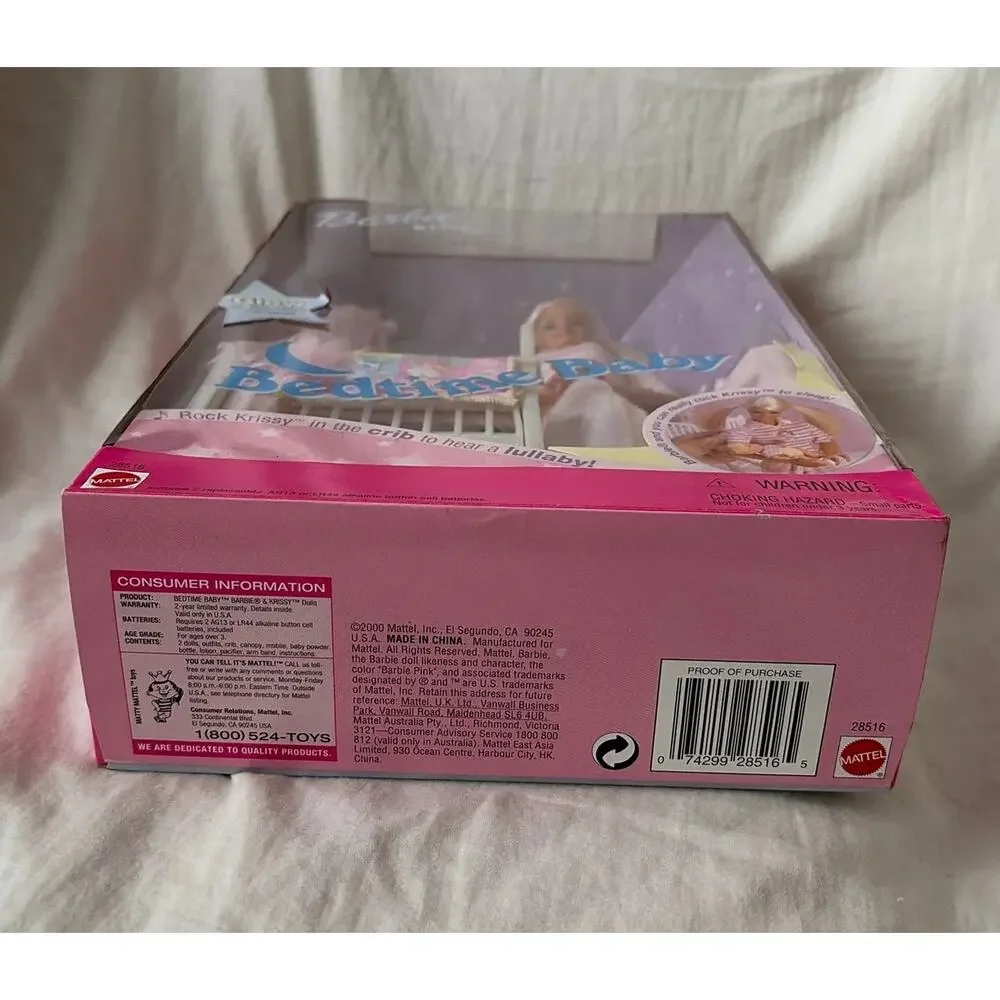 NIB Vintage Bedtime Baby Barbie & Krissy Dolls Glow in Dark Rocking Crib *read*